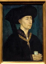 Portræt af Filip III af Bourgogne kaldet Filip den Gode (1396-1467) Han bærer dekorationen af Det Gyldne Skind. Maleri af Roger (Rogier) van der Weyden (1400-1464) 1445 Dim. 0,31x0,23 m Dijon, musee des Beaux Arts - Portræt af Philip II