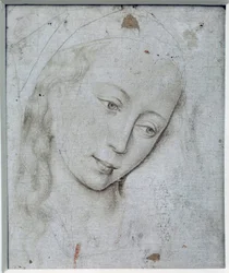 Jomfrus hoved. Tegning af Rogier (Roger) Van Der Weyden (1400-1464) Ec. Flam.