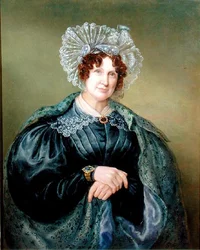 Portræt af fru Ellen Sharples (1769-1849) (olie på lærred)