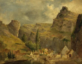 Studie til Billede af Cheddar, ca. 1830 (olie på mølleplade)