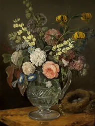 Studie af blomster (olie på panel)