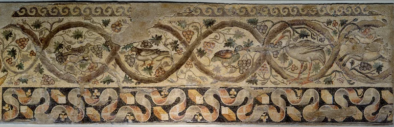 Det gamle Rom: mosaik af årstiderne, der repræsenterer blomster og dyr. Fra gården til Constantine-villaen "" Daphne"". Fra Antiochia (nutidens Antakya) i Tyrkiet 325-330 e.Kr. Paris, Louvre-museet