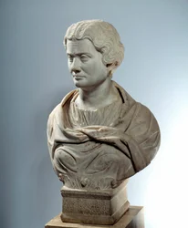 Art of Ancient Rome: Buste af Melitine, prætress af gudernes moder til piree. Skulptur omkring 162. Paris, Musee Du Louvre