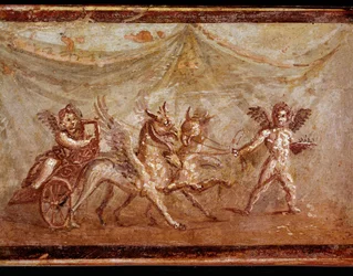 Amorer leger med hippogriffer (fresco