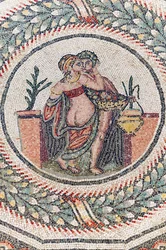 Eros og Psyke. 3. - 4. århundrede. Romersk villa i Casale, Sicilien (mosaik)
