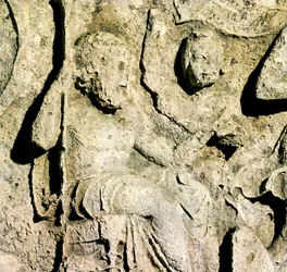 Frise, der forestiller kong Priamos og Hecuba (detaljer)