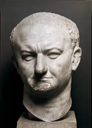 Hoved af den romerske kejser Vespasian (Titus Flavius Vespasianus, 9-79 e.Kr.). Højde 40 cm. Museo Nazionale Romano, Rom