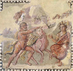Herakles med den kretensiske tyr, Ostia (mosaik)
