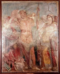Hercules slave af dronning Omphale (fresko, 54-79 e.Kr.)