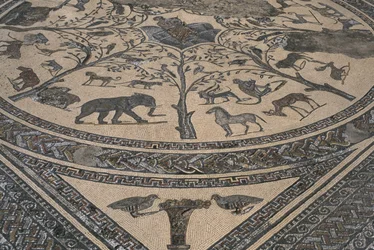 House of Orpheus, Orpheus omgivet af vilde dyr, detaljer (mosaik)