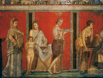 Indvielsesritualer for Dionysos-kulten, fresko fra Villa Dei Misteri