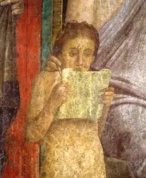 Italien, Campania, Pompeji, freskomaleri, der skildrer rituel ceremoni i Villa of the Mysteries