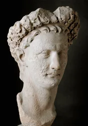 Marmorhoved af den romerske kejser Domitian (Titus Flavius Domitianus, 51-96 e.Kr.). Museo Nazionale Romano, Rom, Italien