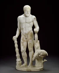 Marmorstatuette af Herkules og den erymantiske orne (marmor)