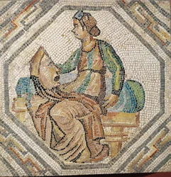 Melpomene, tragediens muse, fra en villa i Augusta Treverorum (mosaik)