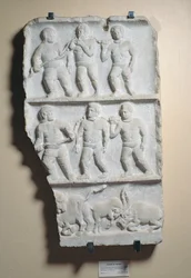Mænd i lænker, relief fundet i Smyrna (marmor)