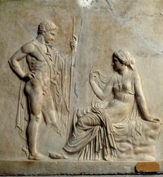 Nyattisk kunst (nyattisk): relief, der fremstiller myten om Telefos (Telefos). 1. århundrede f.Kr. Fra Herculaneum. Napoli, Museo Archeologico Nazionale
