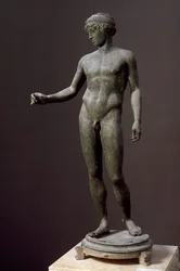 Romersk kunst: "" Ephebe"" Bronzeskulptur efter en græsk original, Fra Pompei