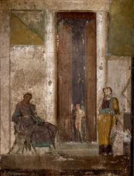 Romersk kunst: „Eros overtaler Helena til at elske Paris“. Fresko fra Pompeji. 1. århundrede. Napoli, Museo Archeologico Nazionale