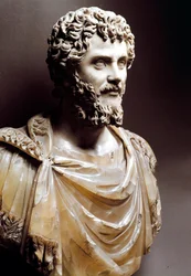 Romersk kunst: "Marmorbuste af den romerske kejser Septimius Severus (kejser af 193 - 211 e.Kr.)" - Rom, capitolini museum - Buste af kejser Septimius Severus (Lucius Septimius Severus Pertinax
