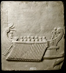 Romersk kunst: Romersk trirem - Fragment af marmorfrise fra Pozzuoli (Pozzuoli)
