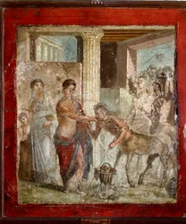 Romersk kunst: "Kentauren deltager i brylluppet af Pirithoos (Pirithous) og Hippodamia" romersk fresco fra stedet for Pompei. 1. århundrede e.Kr. (fresko)