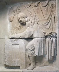 Romersk relief fra mausoleum forestillende brødhandler, 2. århundrede e.Kr