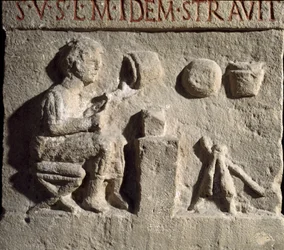 Romersk kunst: lavrelief, der repræsenterer en keramikerstop. 1. århundrede e.Kr. Rom Museo della Civilta Romana