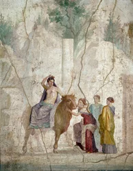 Romersk kunst: kidnapningen af Europa. Fresko fra Pompeji. Begyndelsen af det 1. århundrede e.Kr. (fresko)