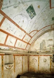 Romersk kunst: udsigt over graven i Caivano. 100-150 e.Kr. Napoli, Museo Archeologico Nazionale