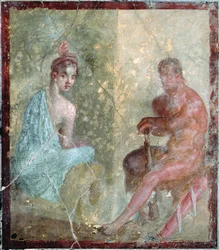 Siddende par, Pompei, Italien (fresco)