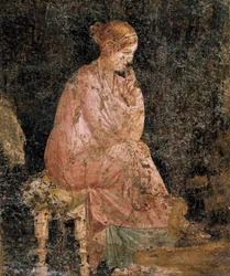 Siddende kvinde, detalje af fresko fra Pompeji