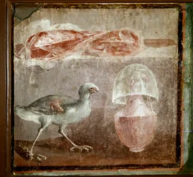 Stilleben med fugl (fresko