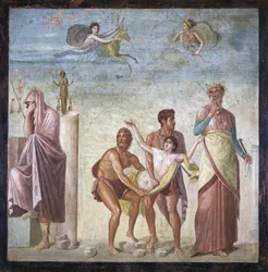 Ifigenias offer, fra Den Tragiske Digters Hus, Pompeji, fjerde dekorative stil, ca. 30 e.Kr.