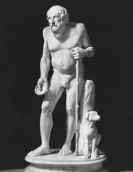 Diogenes beder om almisse, højkejsertid (27 f.Kr.-395 e.Kr.) (marmor) (s/h foto)