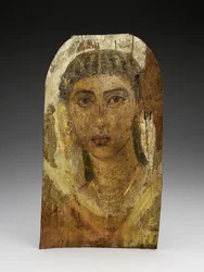 Mumie-portræt af en ung kvinde, AD 1-100 (malet træ, voks og tekstil)