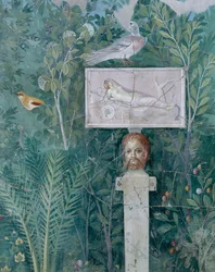 Yksityiskohta puutarhamaalauksesta, House of the Golden Rannekoru, Pompejista
