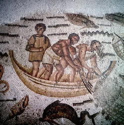 Fiskescene i Mosaic i Hippo, Algeriet.