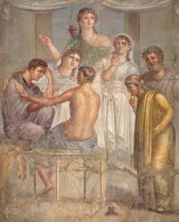 Fresko af Admetus og Alcestis, fra basilikaen i Herculaneum, Campania, romersk civilisation