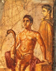 Fresko, der forestiller Selene og Endymion, fra House of Centenary, Pompeji, Campania, Italien