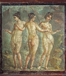 Kolme armoa kuvaava fresko Pompejista, Italiasta