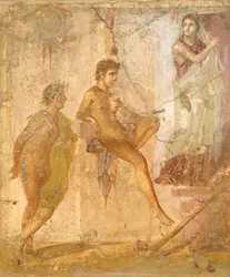 Fresko, der viser Venus-fiskeri, fra House of Golden Cupids, Pompeji, Campania, romersk civilisation