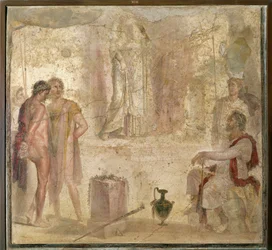 Italien, Campania, Pompei, House of Golden Cupids, Orestes og Pylades før Iphigenia, fresco