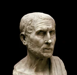 Marmorbuste af den græske filosof og historiker Poseidonios (Posidonius) fra Apamea, kaldet Atleten (135-51 f.Kr.), Napoli, Museo Archeologico Nazionale, nr. 6142