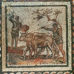 Pløjning og såning. Mosaik (mosaik)