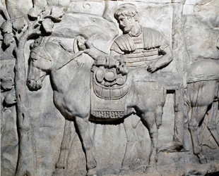Romersk kunst: "" En mullet load af tyvegods"" Form fra 1862, der gengiver basreliefferne af søjlen af Trajan (søjle Trajane) (Colonna Traiana) i Rom bygget under kejser Trajans regeringstid (53-117). Trajanesøjlen mindes de sejrrige felttog o