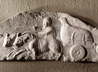 Romersk kunst: udskåret oksetank, Romersk antikmuseum, Rom