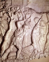 Romersk kunst: rydningsscene, lavrelief, museum for romerske antikviteter, Rom