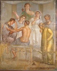 romersk civilisation. Admetus og Alcestis, fresko fra Ercolano-basilikaen