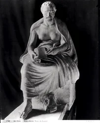 Siddende filosof, hvis hoved menes at forestille Demosthenes (384-322 f.Kr.) (tilføjet senere), fra Villa Montalto-Negroni